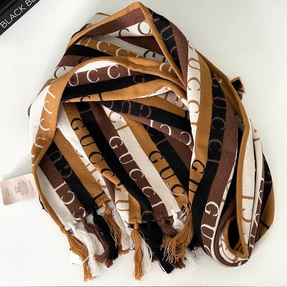 Gucci 634166 4GB22 SC Woodstripes Wool Scarf, 37cm X 180cm - Picture 2 of 16